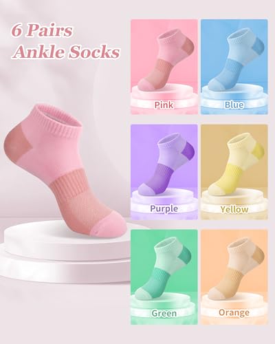 Image of 6 Pairs Ankle Socks for Women - Lightweight Low Cut No Show Casual Cotton Socks Breathable