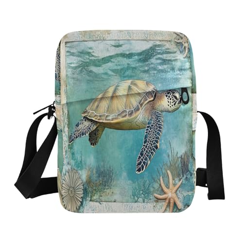 Sea Turtle Illustration messenger bag Crossbody Bags For Women Shoulder Handbags For Women Adjustable Strap for Casual business