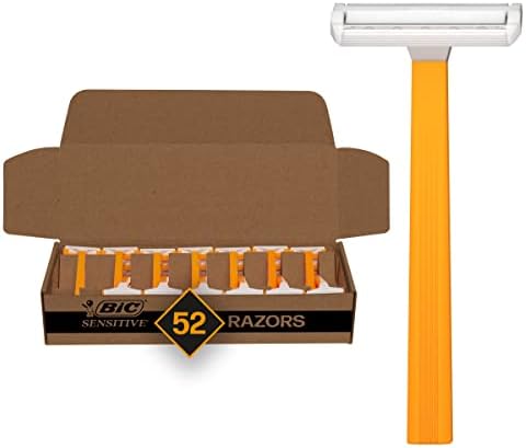 BIC Sensitive Men’s 1-Blade Disposable Razors, Smooth Shave, 52-Pack