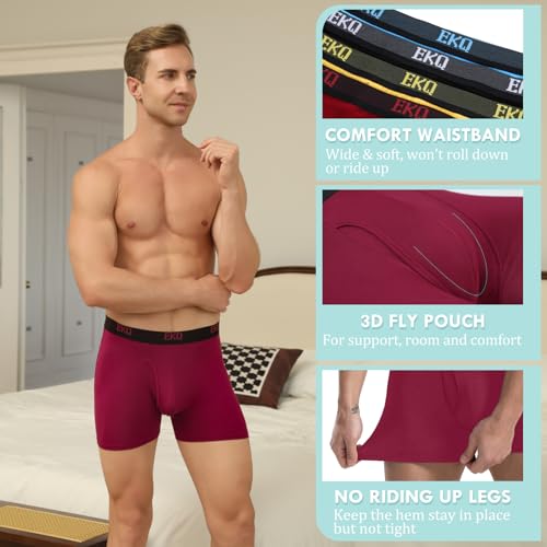 Image of Mens Underwear Breathable Boxer Briefs 7 Pack Bamboo Rayon Boxers for Men Soft Stretchy Men's Underwear with Fly