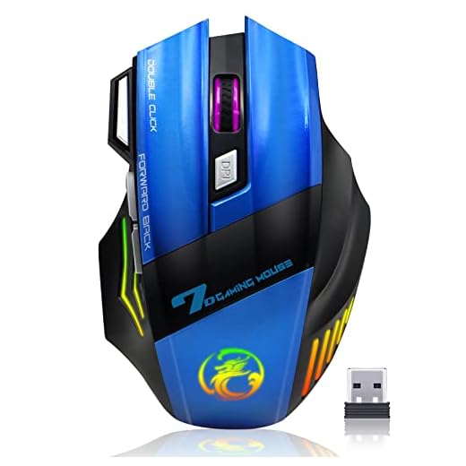 VEGCOO Wireless Gaming Mouse, Rechargeable Silent Wireless Mouse with 4800 DPI Adjustable,Double Click Key, Colorful RGB Lights, Computer Mice with Thumb Rest for PC/Mac Gamer (C26 Blue)