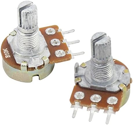HSeaMall Linear Taper Rotary Volume B Type B10K Potentiometer Pot 3 Terminal Rotary Potentiometer with Cap Nuts and Washer5Pack (10K OHM 3 Terminal)