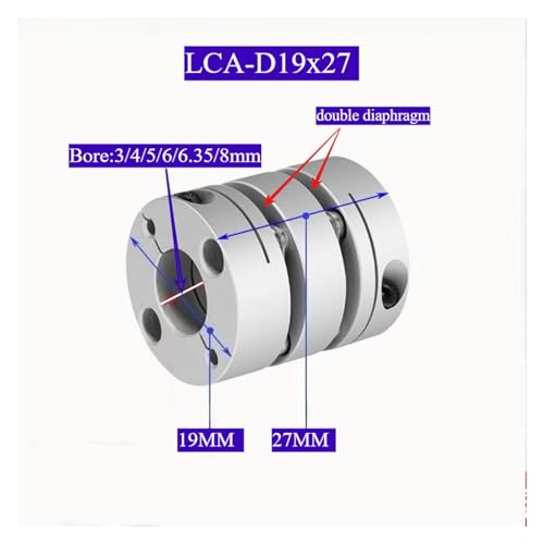 Acoplamiento de doble diafragma CLCA-D19x27 para eliminar holguras en servomotores 3