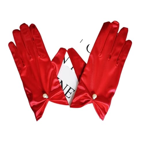 Gants en satin mitaines courtes pour mariage et déguisement de fête