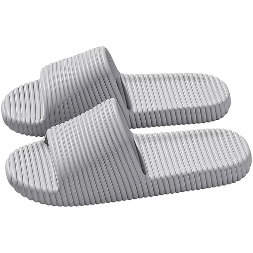 Zapatillas de casa con suela gruesa zapatos de ducha zapatos suaves para interior sandalias ligeras para exterior para hombres y mujeres Grey Size 44-45 EU