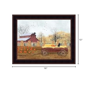 Home Cabin Décor Autumn Blessings by Billy Jacobs 15x19 Hay Wagon Pumpkins Black Cat Corn Shocks Red Barn Fall Scene Framed Art Print Picture Home Cabin Decor Autumn Blessings by Billy Jacobs 15×19 Hay Wagon Pumpkins Black Cat Corn Shocks Red Barn Fall Scene Framed Art Print Picture