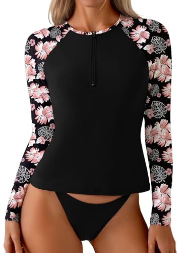 Dokotoo Women's Long Sleeve Rash Guard Swim Shirt