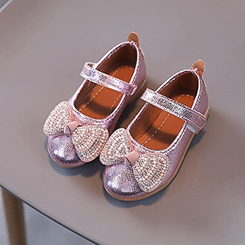 Winter Shoes for Girls Girls Casual Shoes Solid Color Bow Pearl Hook Loop Flat Lightweight2