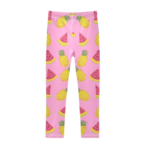Pineapple Watermelon Print Girls Leggings Soft Stretch Workout Yoga Dance Pants for Kids Casual Tights