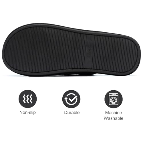 GOEWY Mens Two-Tone Scuff Slippers with Memory Foam Cozy Warm Slip On House Shoes for Indoor Outdoor Gifts for Men Him Dad