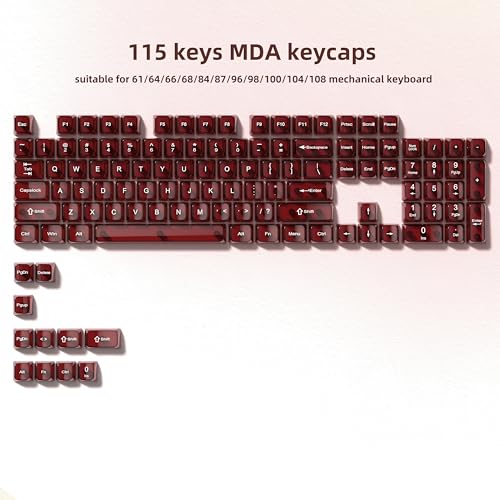 Image of dagaladoo Red Clear keycaps,Transparent keycaps 60 75 100 Percent,Ceramic Jelly Key caps Set,Shine Through Key caps.,MDA Profile Keyboard Key Cap for Mx Switches Mechanical Keyboard