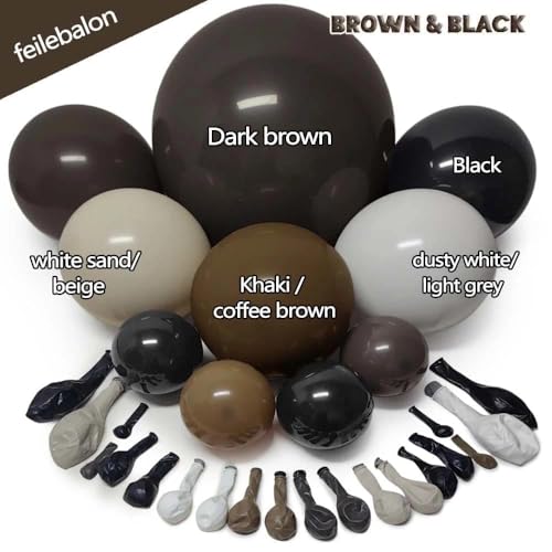 Black Brown Tan Balloon Arch Kit, Double Stuffed Dark Brown Coffee Light Grey White Sand Beige Neutral Balloon Garland for First Rodeo Birthday Western Cowboy Baby Shower Fathers Day Party Decoration — view 3