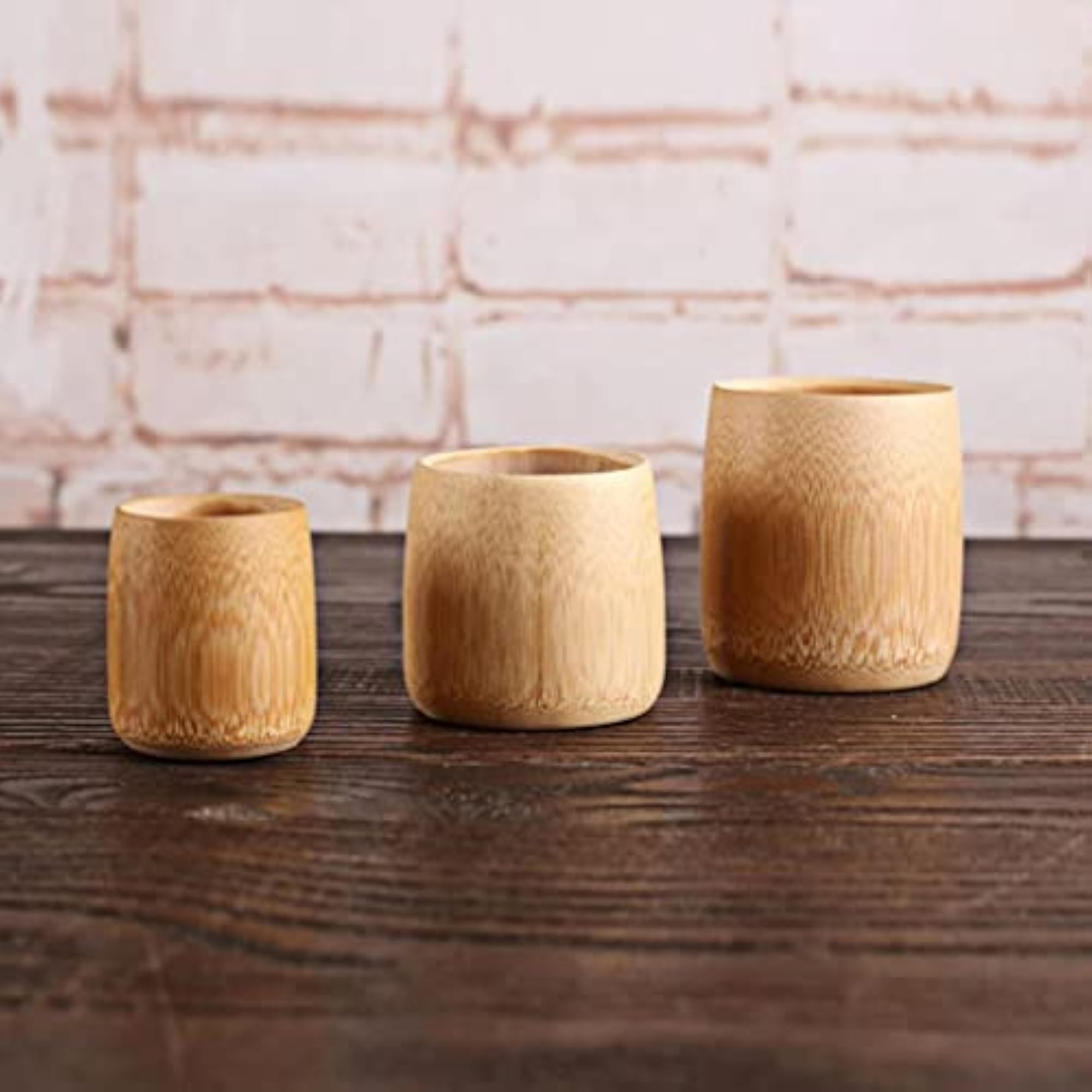 2x Natural Bamboo Drinking Cups Set for Cold Drinks