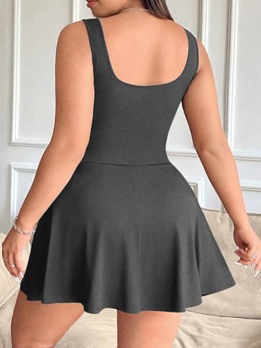 Image of Women's Play Dress, Short Sleeve Mini Skirt with Pockets, Black, Size XL
