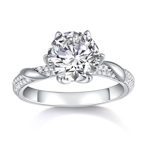 Bague moissanite 3 carats en argent 925 plaqué or blanc éclatant VVS1