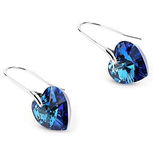Swarovski Silver Toned Heart Drop Earrings