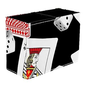LLNSUPPLY Dice and Blackjack Cards Pencil Holder for Desk, Pen Cup Holder with 2 Compartments, Home Office Supplies Desktop Stationary Organizer