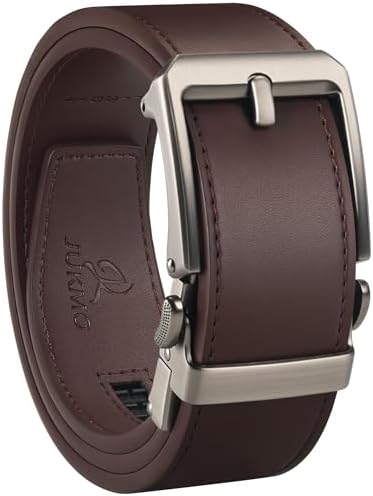 JUKMO 1.5“ (38mm) Leder-Ratschengürtel für Männer in Geschenkbox | Automatische Schiebeschließe, zuschnittbar zum Anpassen, für Anzugshose & Chinos