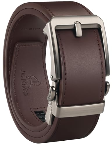 JUKMO 1.5" (38mm) Leather Ratchet Belt for Men in Gift Box, Dark Brown, Medium-for Waist 36"-42"(Length 49")