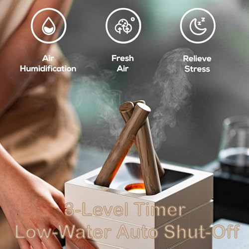 Diffuseur d'huiles essentielles flamme 280ml noir avec télécommande et LED