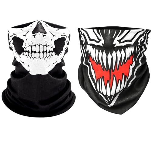 PWCTNT Skull Mask, Halloween Masks, Pack of 2 Skull Mask, Warm and Protective Cloth, Balaclava, Motorcycle, Halloween Masks, Horror Carnival and Halloween Headbands for 14+ Years Old