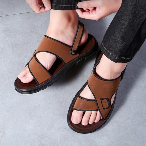 Premium Comfort Fashion Leather Flip-back Convertible Outdoor Sandals Sildes Summer Slippers For Men Indoor Footwear3