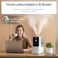 Levoit Smart Luftbefeuchter für große Räume, Top-Fill Humidifier, Warm&Kalter Nebel max 550 ml/h, bis 40㎡, leise Raumbefeuchter mit Nachtlicht für Pflanzen, Auto Shut-off, 4,5 L, Mondweiß – Ansicht 4
