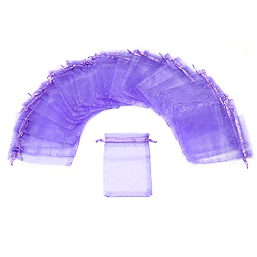 Image of Dealglad 50pcs Drawstring Organza Jewelry Candy Pouch Christmas Wedding Party Favor Gift Bags (8x12, Light Purple)