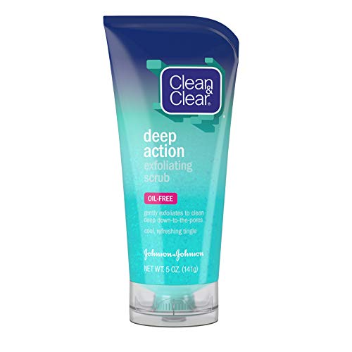 Clean & Clear Deep Action Oil-Free Exfoliating Facial Scrub For Deep Pore Cleansing, Cooling Face Wash With Natural Exfoliating Beads, Refreshing And Invigorating Daily Face Scrubber, 5 Oz #TOP14