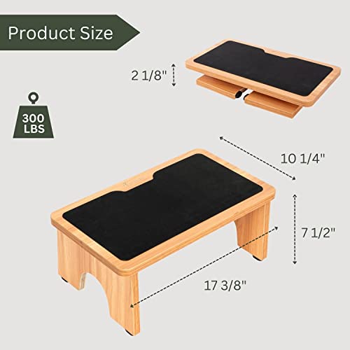 Strongtek Foldable Kids Step Stool, Folding Wooden Step Stool For Adults, Sturdy, Portable, And Safe, Ideal For Bedroom, Bathroom, And High Beds - Holds Up To 300 Lbs #TOP1