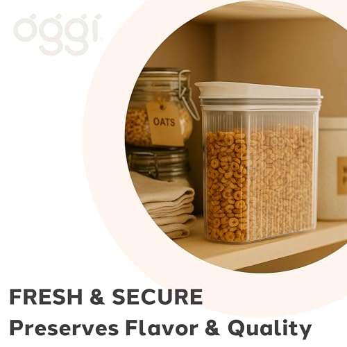 Oggi Fluted Airtight Food Storage Containers - Large Cereal Containers Storage, Rice, Cereal Dispenser, Snacks, Pasta Containers Storage - 2.8qt / 2.6lt by Oggi - Used condition - Image 5