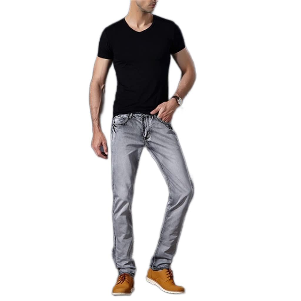 Basic Classic Mens Casual Slim Jeans Men Washed Stretch Denim Regular Fit Waist for Jean