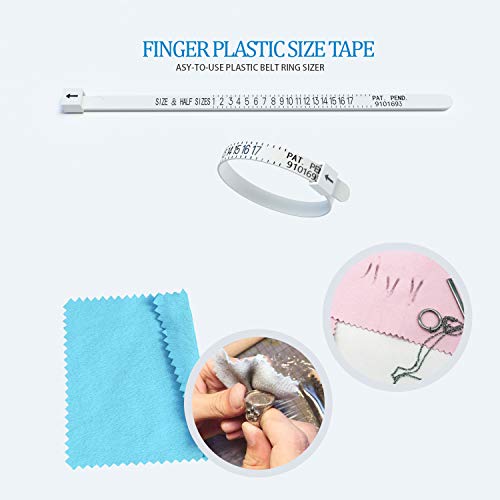 Ring Sizer Measuring Tool Set,Stainless Steel Finger Sizer Measuring Ring & Jewelry Making Tool,Us Size 0-15 31 Pcs, Comes With Dedicated Storage Box, Ring Gauge Soft Ruler, Polishing Cloth-Black #TOP4