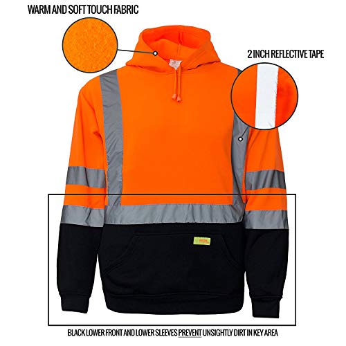 Class 3 High Visibility Sweatshirt, Hooded Pullover - H8311 Orange / 2Xl #TOP4