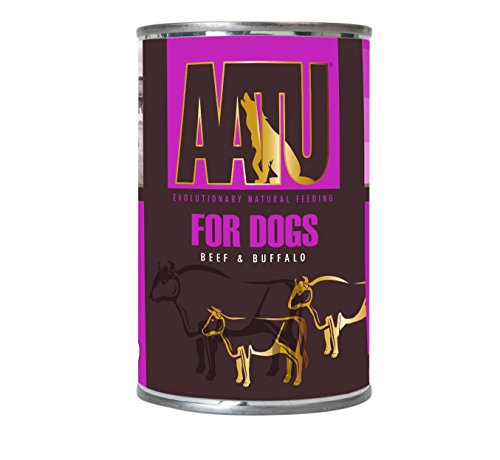 AATU 90/10 Wet Dog Food in a Tin, Beef and Buffalo, Grain Free Recipe, No Artificial Ingredients, Good for Low Maintenance Feeding (6 x 400 g)