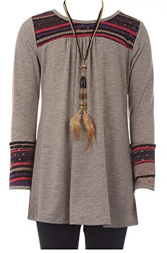 Image of 3 Pieces Top Legging Necklace Holiday Fall Winter Girls Pant Set 4-14