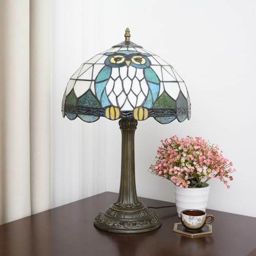 Lampa Tiffany Sowa Styl Zwierzęcy Witrażowa Lampa Stołowa Vintage Lampka Nocna Do Sypialni Do Domu Dorm Office Decor