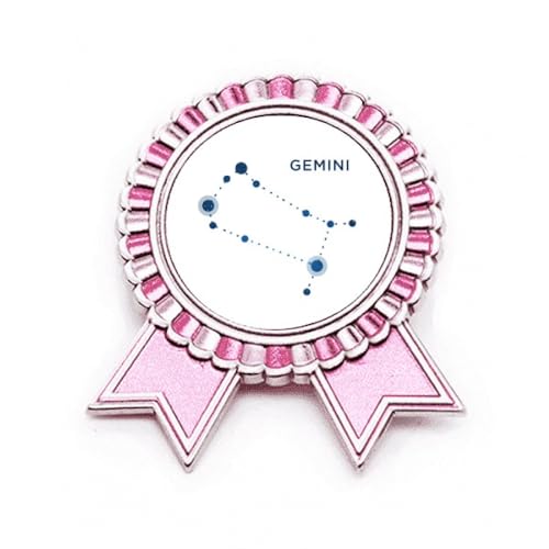 Broche rose zodiaque en métal style médaille pour personnaliser vos tenues