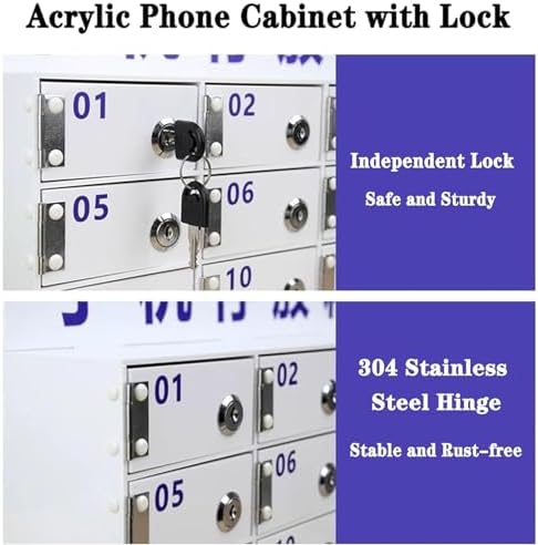 Acrylic Lockable Cell Phone Storage Cabinet for Schools, Offices & Factories - Secure, Organized Device Management Solution for Multiple Phones and Tablets