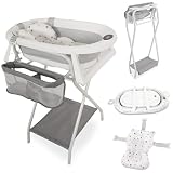 Toketa Bañera Alta para Bebé Plegable con Soporte Estable, Cesta Lateral y Cojín de Baño, Bañera Plegable para Bebé...