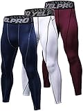 Yuerlian Men's Compression Pants Baselayer Cool Dry Sports Tights Leggings Running Tights 3 Pack