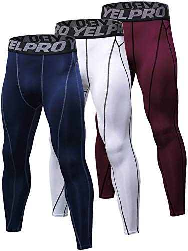 Yuerlian Men's Compression Pants Baselayer Cool Dry Sports Tights Leggings Running Tights 3 Pack #TOP19