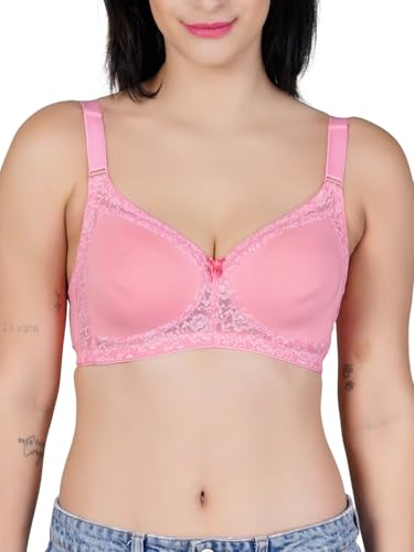 Image of Women's Seamless Padded Bra | Full Coverage | Cotton Stretch Fabric and Nylon Lace | Broad Adjustable Straps