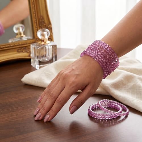 Image of Raindrop Crystal Glass Bangles, Pack of 12