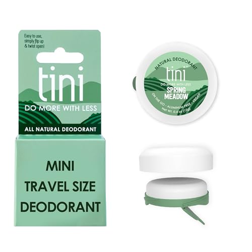Tini Naturals Mini Travel Size Deodorant Unisex Aluminum Free Deodorant with Coconut Oil & Shea Butter 0.4 oz Single Spring Meadow Scent