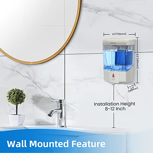 Svavo Automatic Hand Sanitizer Dispenser, 21Oz/600Ml Touchless Soap Dispenser Wall Mounted, Touch-Free Liquid Soap Dispenser Sensor Soap Dispenser For Kitchen Hotel Restaurant Bathroom Gray #TOP1