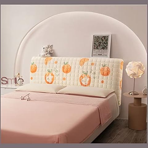 Stitch Bed Headboards Slipcover, Head Cover Soft Velvet Backrest 360° Grey Headboard Protector Dustproof Covers For Bedroom Decoration (Color : Orange, Size : 170cm(66.9inch)) Cover