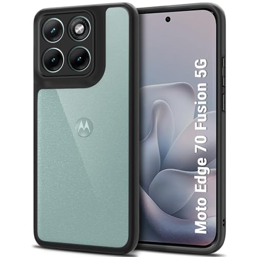 Image of TheGiftKart Hybrid Shockproof Back Cover Case for Motorola Moto Edge 70 Fusion 5G | Hard Back Cover Case for Moto Edge 70 Fusion 5G (PC & TPU, Transparent Clear Back, Black Sides)