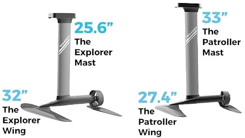 Waydoo Flyer One Plus Efoil - Epp - Electric Surfboard, 25Mph Speed, 120 Min Ride Time, Rechargeable, The World's First Cordless Electric Hydrofoil (Patroller - 200 Wing - 33.5'' Mast), Grey/Black #TOP4