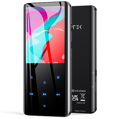 AGPTEK Lettore MP3 Bluetooth 5.0 Lettore Musicale 32GB con Schermo Curvo 2,4MP3 Running Sport con Altoparlante HiFi Audio Senza Perdita con Radio FM,Registratore Vocale,Supporta Fino a 128 GB (Nero)